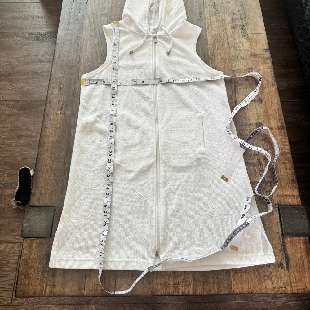 NWOT Kim Rogers White Martini Glass Hooded Swim Cover Up Vest Size Small‎
